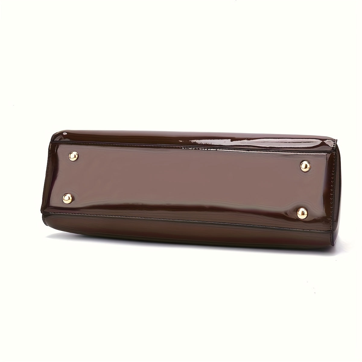 Elegant Black Patent Leather Evening Handbag - Golden-Tone Hardware & Top Handle, High-Quality for Weddings, Parties, Vacations - Women's Fashion Purse