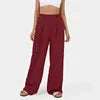 2025 Girls Pants High Waist Long Wide Leg Pants Women Casual Loose Straight Plain Color Cotton Pants for Women