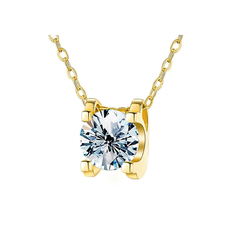 Luxury Jewelry Brilliant Cut Diamond Moissanite Necklaces White Rose Gold Real 925 Silver Chain 1ct for Women Wedding