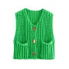Women Solid Color Button Knit Vest V-neck Waistcoat Knitwear Sweater V-Neck Sleeveless Tops Spring Autumn Fashion Casual Sweater