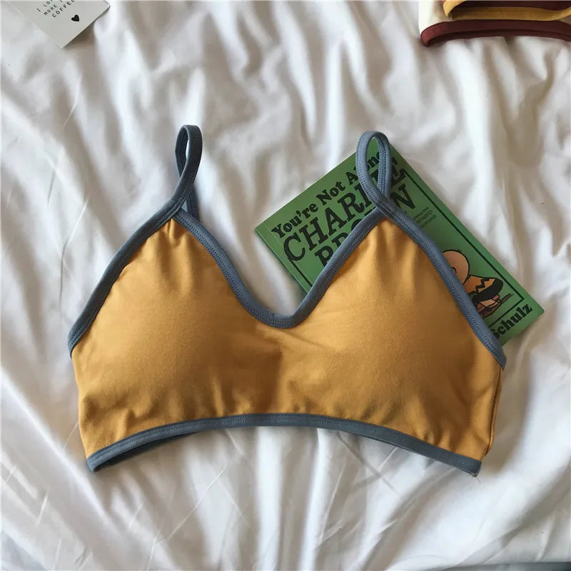 Women Non-wire Bra Cotton Brassiere Sexy Lingerie Female Push Up Bra Comfort Tube Top Underwear Small Cup Removable Pads
