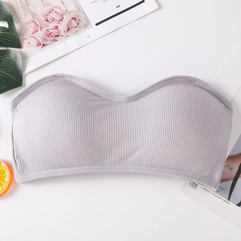 Strapless Tube Tops Women Crop Top Seamless Underwear Back Closure Sexy Lingerie Female Wrap Bra Chest Padded Bandeau Top