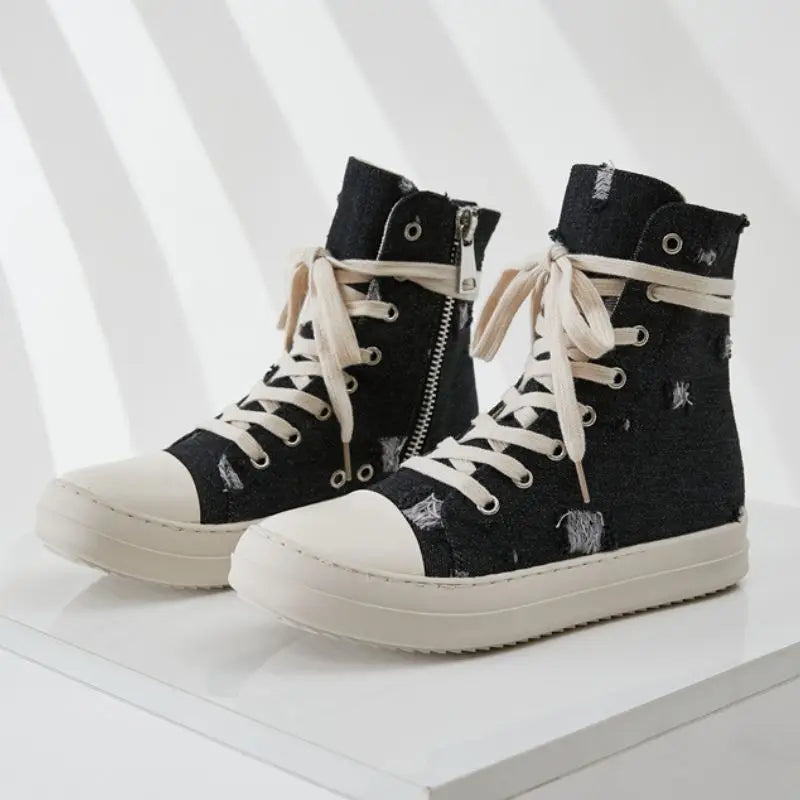 Unisex Chaussures Femme Tendance 2025 Zip Low Platform Canvas Sport Boots Mujer Sneakers Casual Shoes