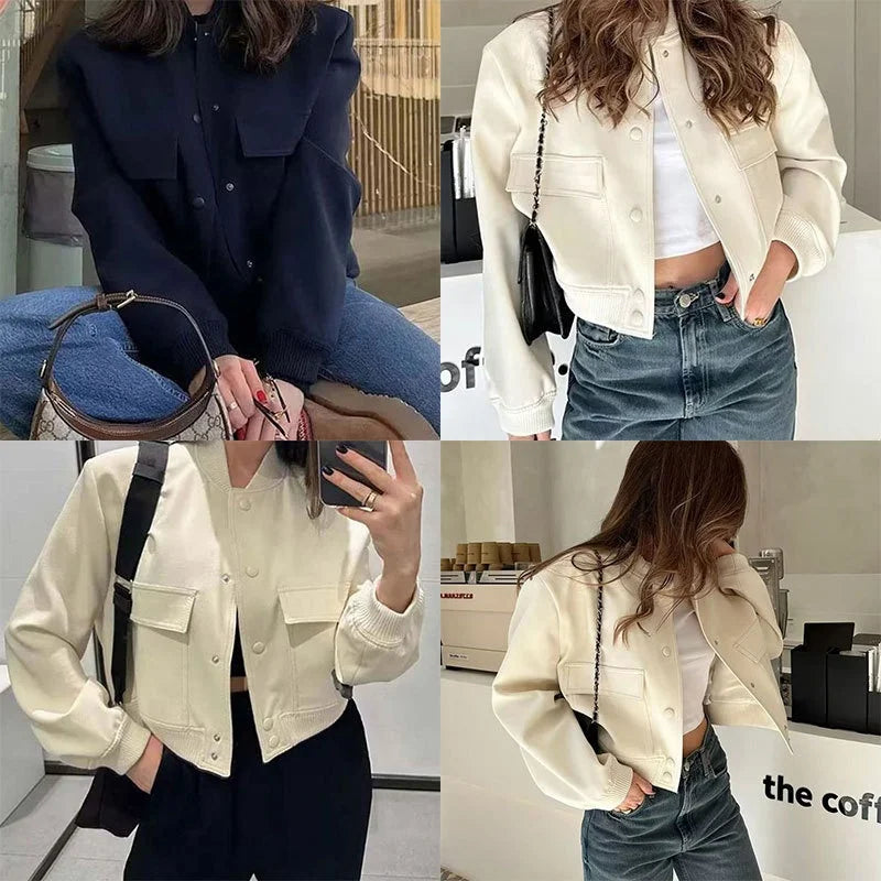 Autumn European and American Women's New Style Temperament Commuting Fashion Solid Color Jacket Coat
