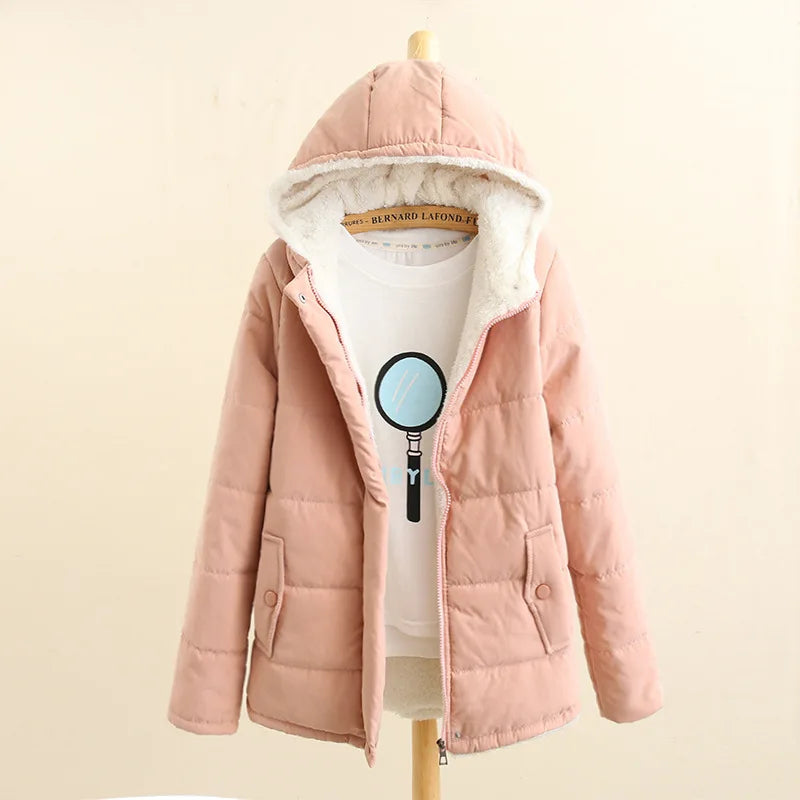 Girls Women Jackets and Coats 2025 Fashion High Quality Plain Hooded Warm Winter Coats for Ladies Women