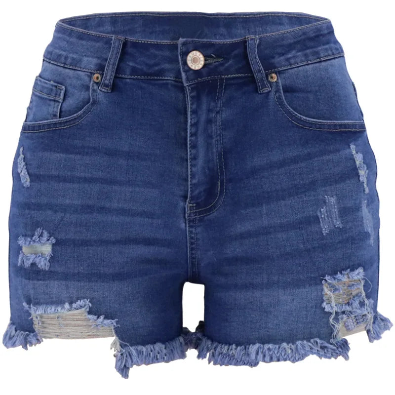Women's Summer Shorts Washed Cotton Temperament Casual Ordinary Light-colored Straight-leg Pants Mid-waist Denim Jeans