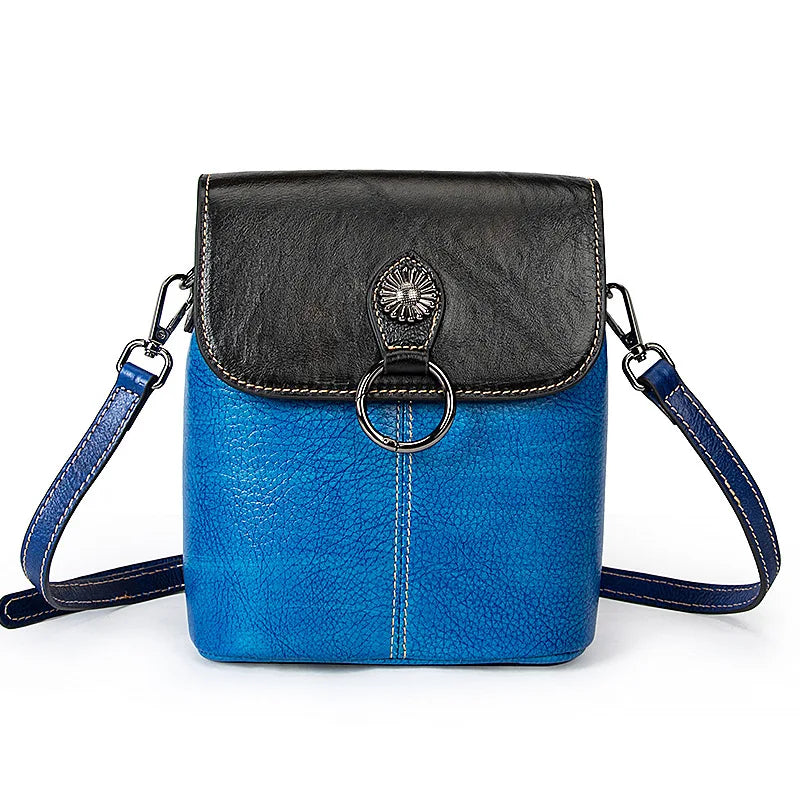 Girls Fashion Real Leather Crossbody Shoulder Bag with Zipper Closure