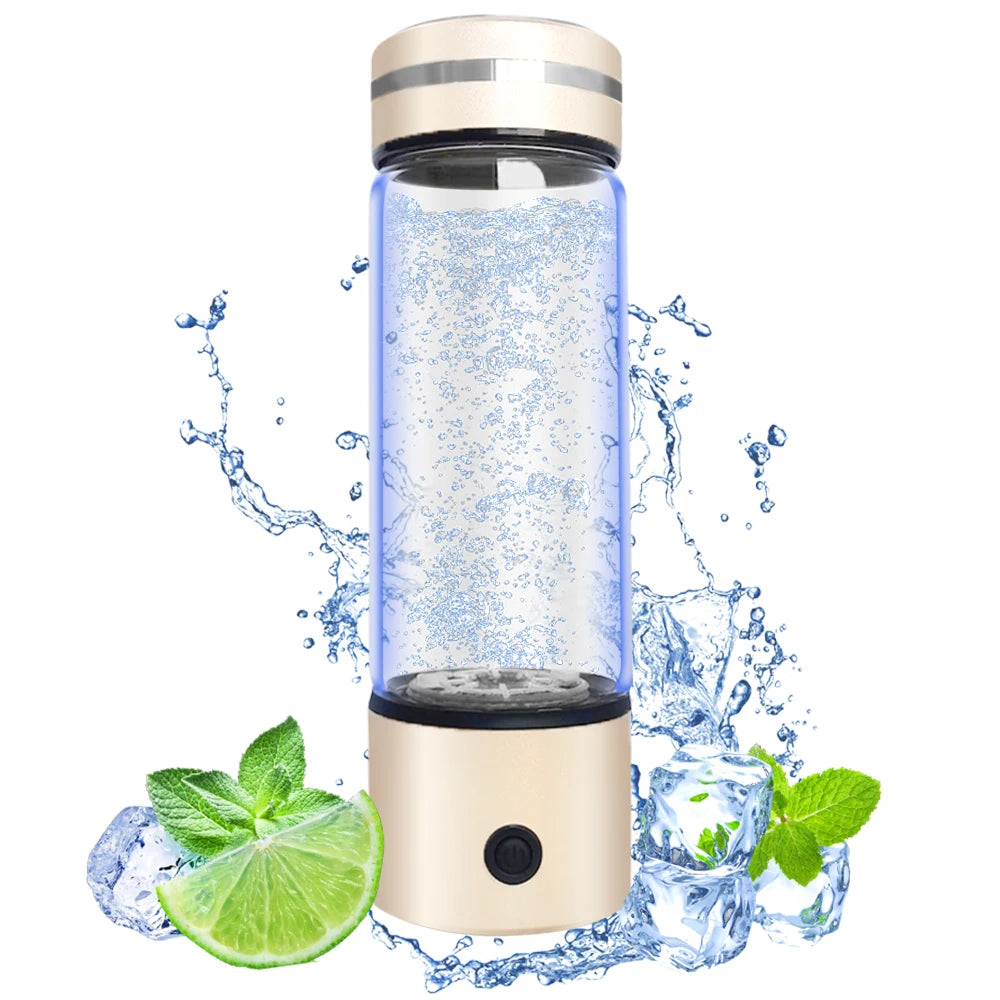 SPE PEM Platinum Coating H2 Water Ionizer 330ml Glass Hydrogen Bottle Water Molecular Hydrogen Water Bottle