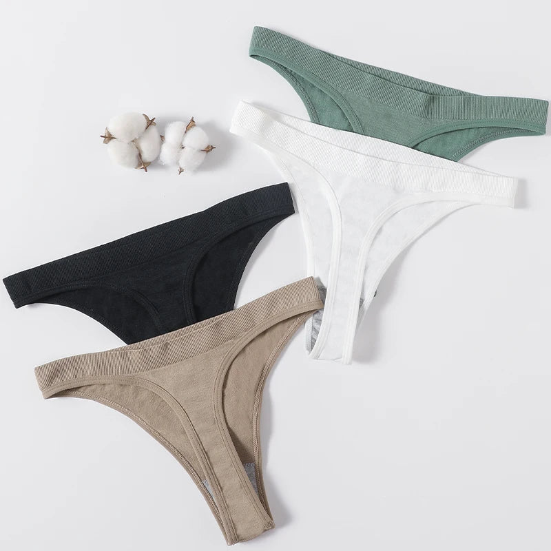 3Pcs/Set Sexy G-strings Women Brazilian Panties High Rise Female Underpants Sexy Lingerie Seamless Sports Thongs Underwear