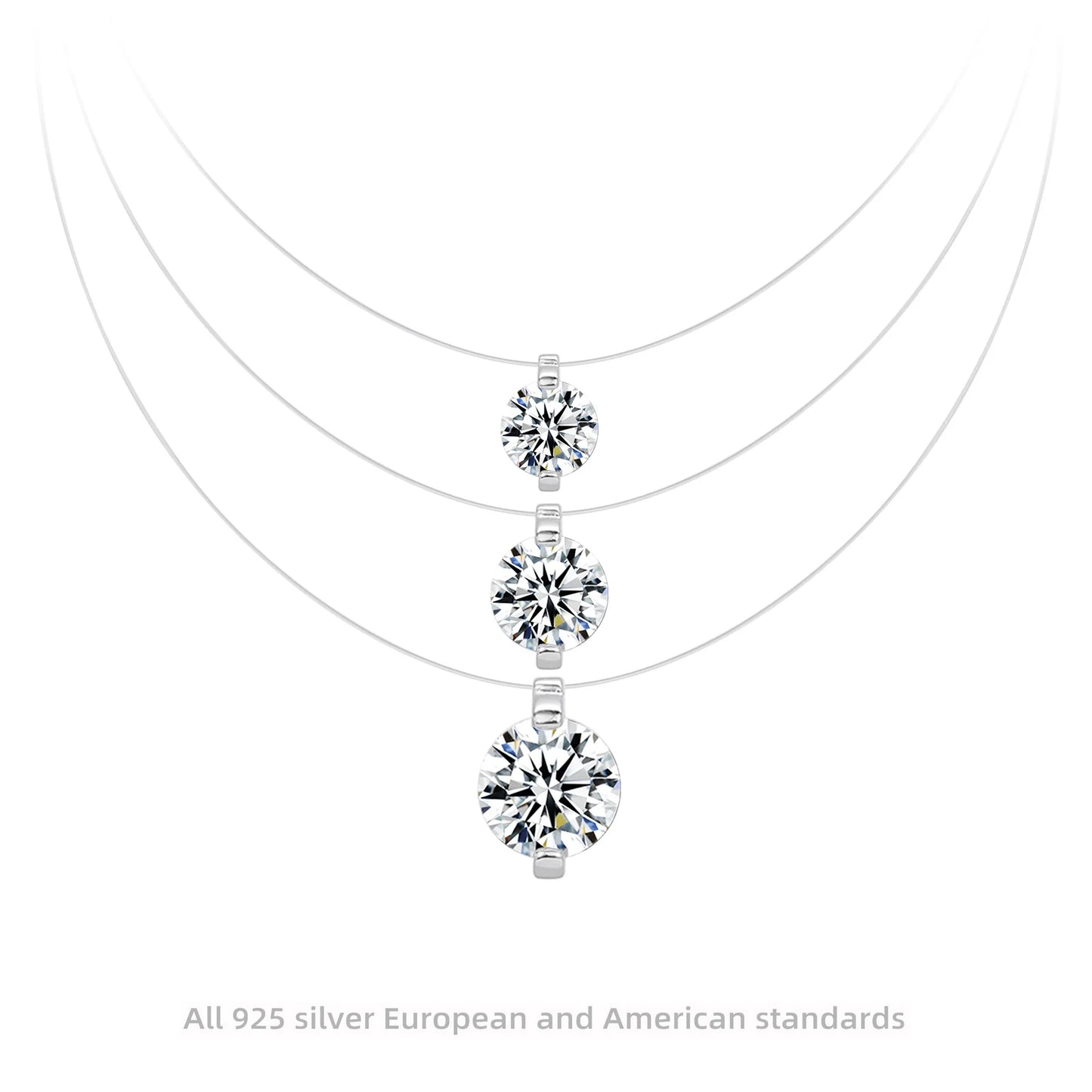 Hot Sale S925 Sterling Silver Mermaid Tears Moissanite Pendant Invisible Fish Line Necklace Charms