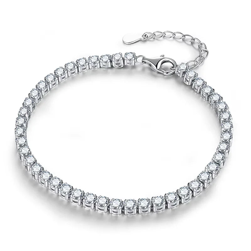 Real Moissanite Diamond Tennis Bracelet 0.1ct for Women 925 Sterling Silver White Gold Plated Eternity Wedding Fine Jewelry