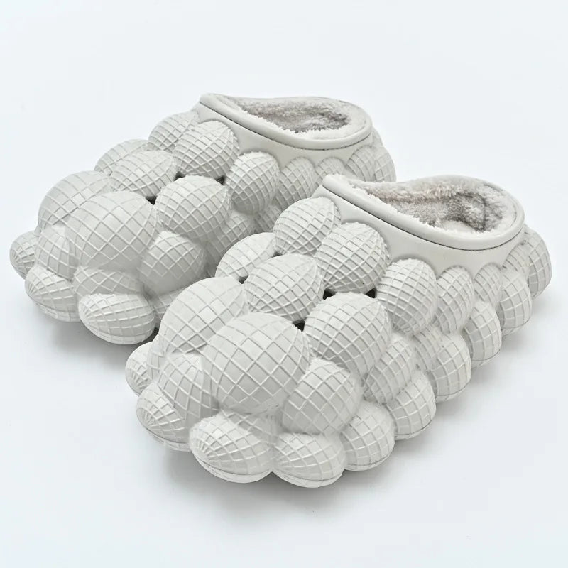 Unisex Outdoor Indoor Trendy Bubble Winter Home Warm Slides Fur Slippers