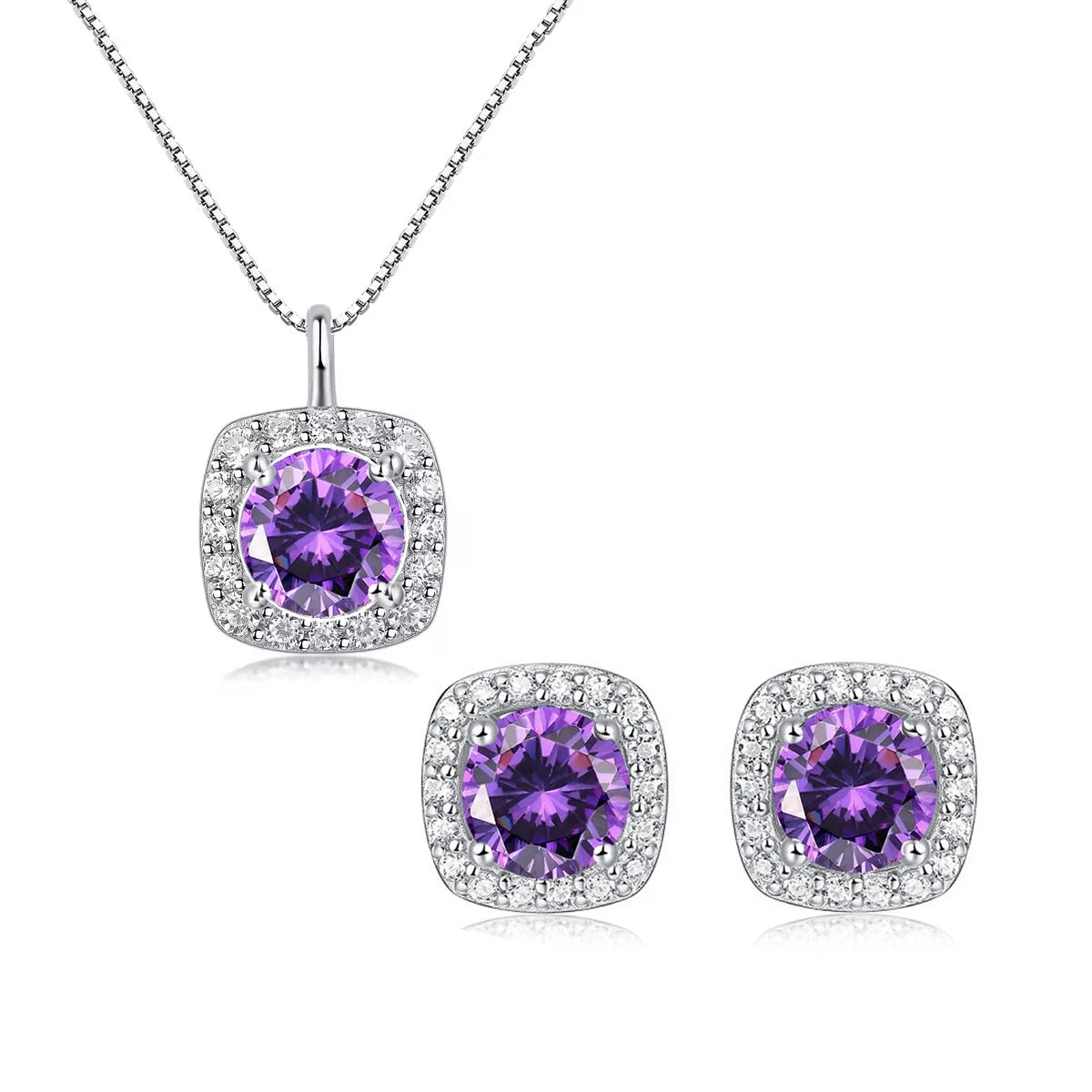 Trendy Purple Jewelry Set Silver 925