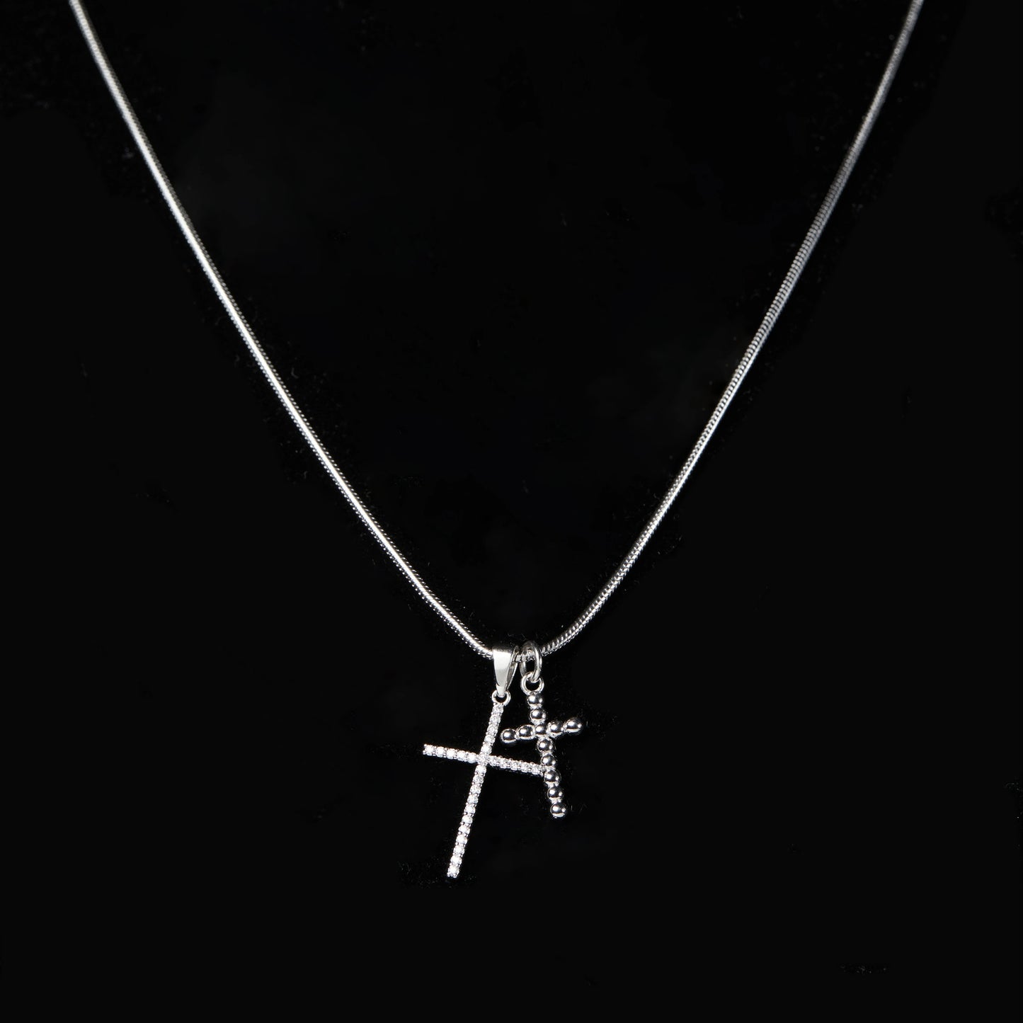 925 Sterling Silver Cross Moissanite Logo Pendants Necklace Customizable Double Cross Necklace for Men Religious Silver Chain