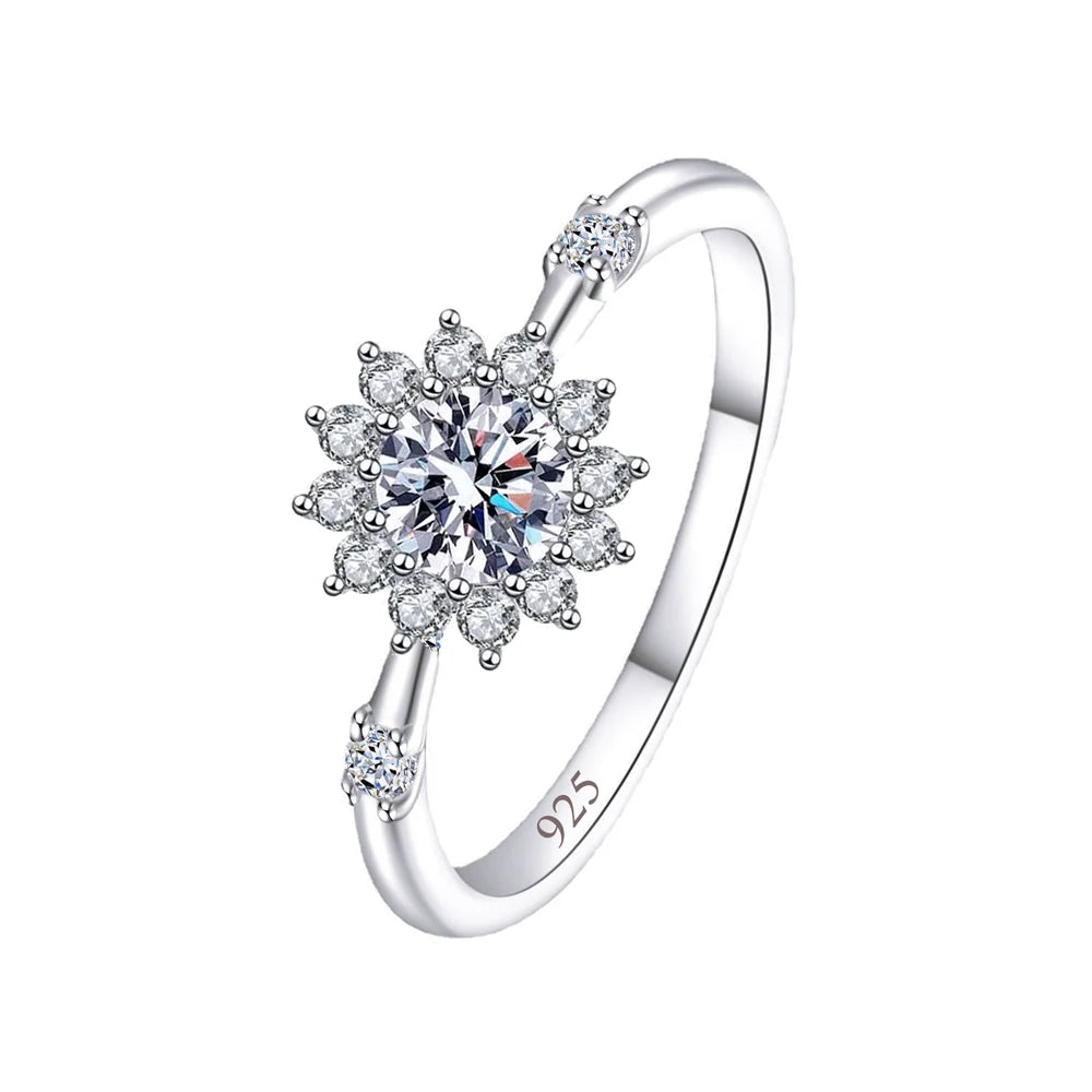 New Arrival Unique 925 Sterling Silver Cubic Zircon Flower Finger Ring for Women Wedding Engagement Fine Jewelry