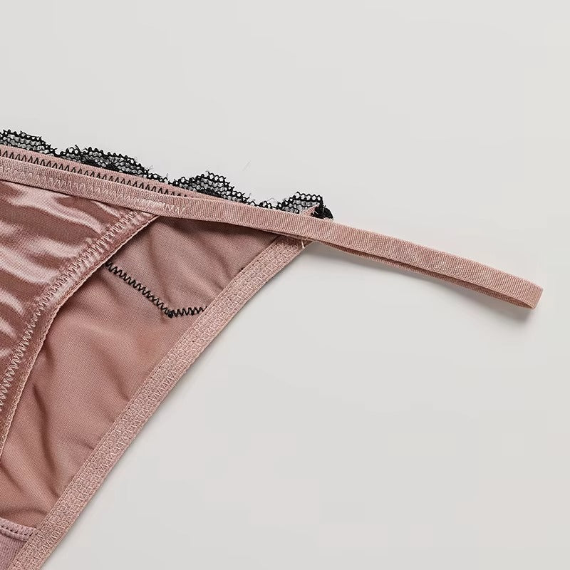 3PCS Women Hollow Out Underwear Women Panties Heart Accessory High Waist Sexy Secret Lace G-string Thong Brief Seamless Panty