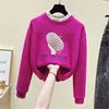 2025 Women Hoodies Fashionable Long Sleeve Loose Hoodies Woman Print O Neck Thick Pull Over Hoodies for Women