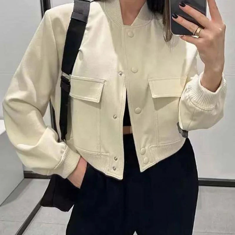 Autumn European and American Women's New Style Temperament Commuting Fashion Solid Color Jacket Coat