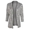 Glitter Long Sleeved Temperament Medium Length Small Suit Lapel Color Coat for Women