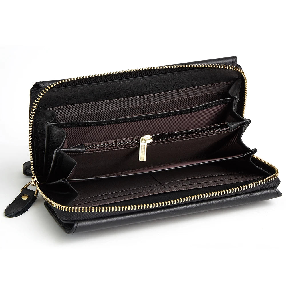 Unisex Purse Genuine Leather Bags 2025 Fashion Style Multi-Card Clutch Pack Cell Phone Leather Handbag