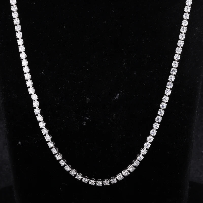 Starsgem Round Cut Moissanite Diamond 925 White Gold Necklace for Women