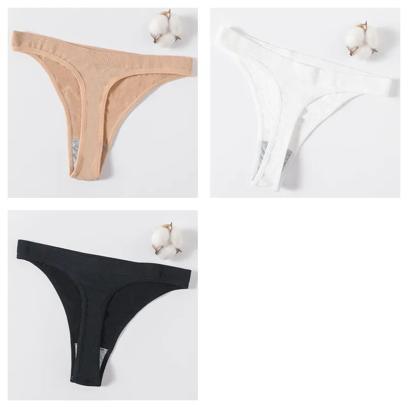 3Pcs/Set Sexy G-strings Women Brazilian Panties High Rise Female Underpants Sexy Lingerie Seamless Sports Thongs Underwear