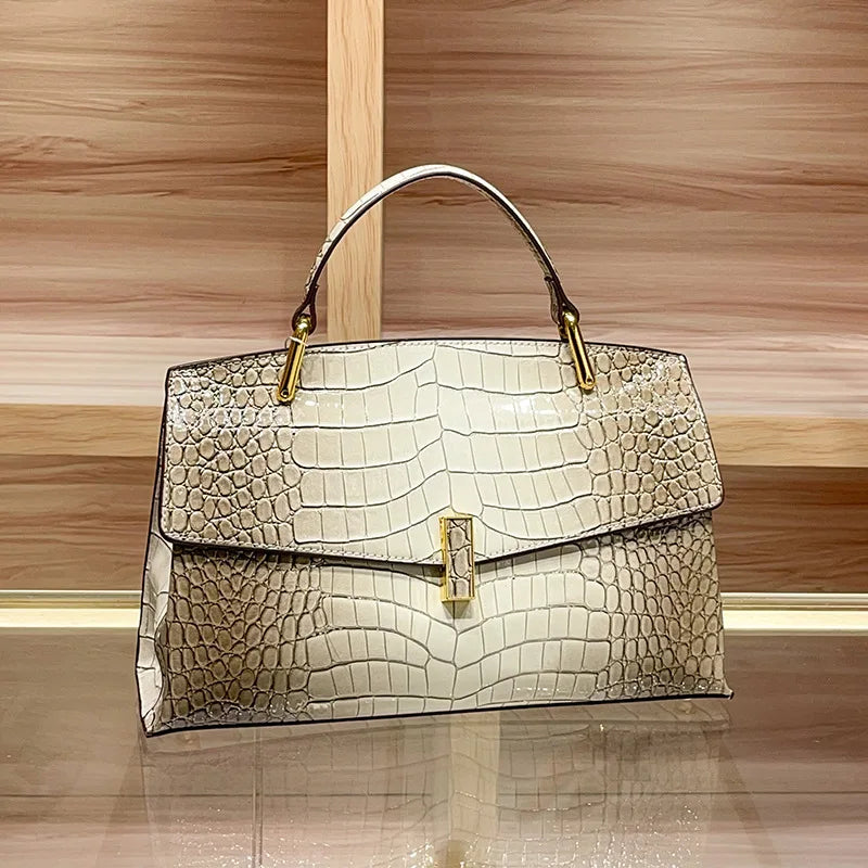 New Trendy Alligator PU Leather Women's Handbag Square Patterned Daily Use Bag Handled Bag for Ladies