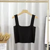 None Sweet Women S Nylon M Summer Womens Fashion Solid Color Square Neck Doublelayer Sling Slimfit Vest Top