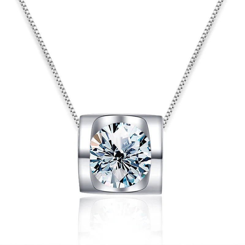 Champion 925 Sterling Silver GRA 1CT D Color Round Cut Moissanite Pendant Necklaces for Women Wedding Jewelry