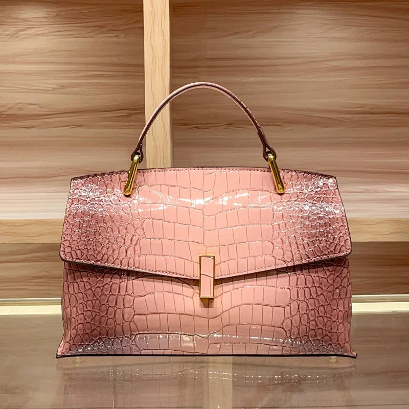 New Trendy Alligator PU Leather Women's Handbag Square Patterned Daily Use Bag Handled Bag for Ladies