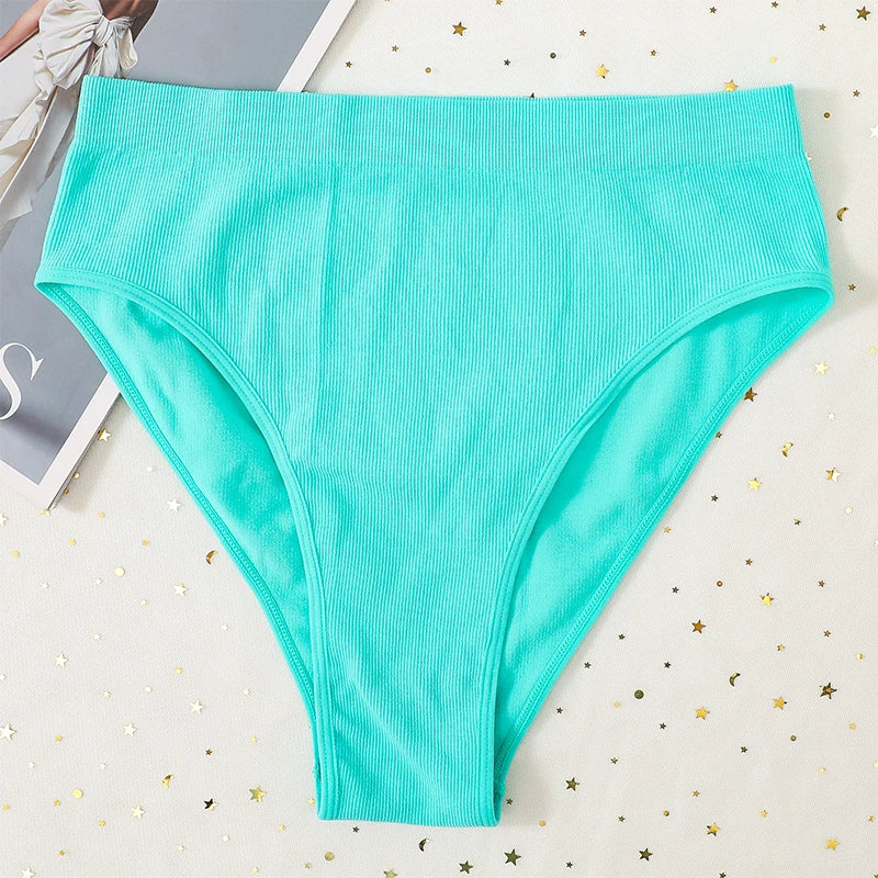 1Pc High Waist Panties For Women Sport Seamless Briefs High-Leg Cut Underpants Female Sexy Lingerie Solid Color Underwear