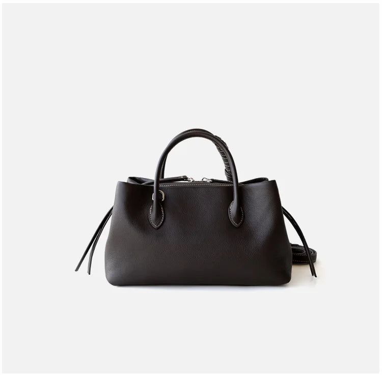 Single Shoulder Crossbody Design Cowhide Purse Lazy Style Multiple Compartments Zipper Closure Polyester Lining Polyether