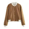 2025 Women's Double Pockets Clash Color Biker Pilot Jacket Coat Tops
