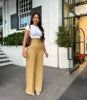 2025 Spring and Autumn Women's Lady High Waist Straight Wide Leg Casual Solid Color Trousers Female Office Pants