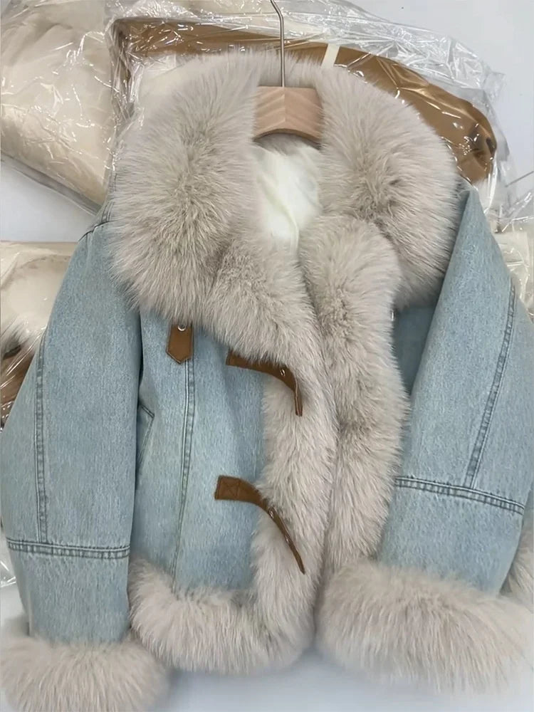 2025 New Thick Warm Coat Denim Coat Women Clip Cotton Short Winter
