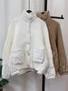 New Autumn Winter Spliced Cotton Jacket Knitted Cardigan Women's Loose Design Sweater Jacket