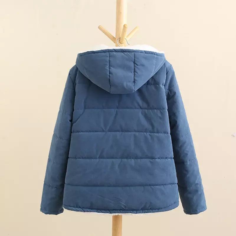 Girls Women Jackets and Coats 2025 Fashion High Quality Plain Hooded Warm Winter Coats for Ladies Women