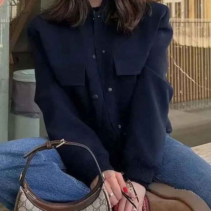 Autumn European and American Women's New Style Temperament Commuting Fashion Solid Color Jacket Coat