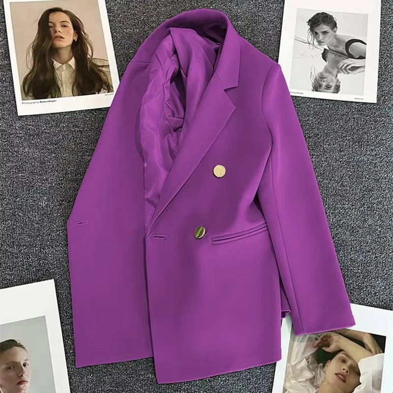 2025 Spring and Autumn New Women's Suit Coat Tops Fashion Elegant Solid Color Button Cardigan Women's Jacket