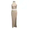 Elegant Black High Slit Skirt Top Set Women's Party Wear Formal Two Piece Bandage Set