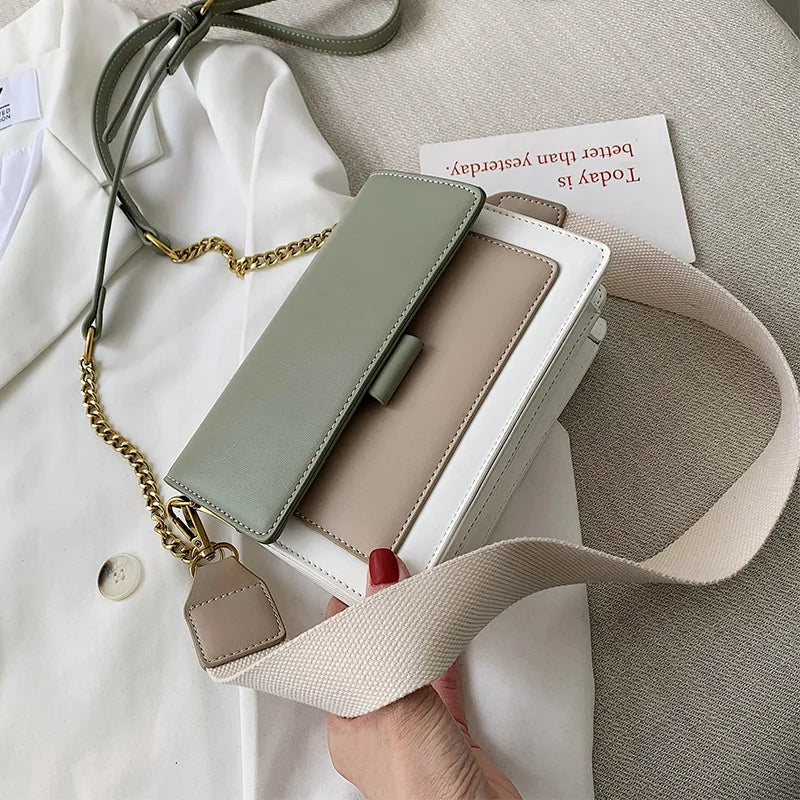 Women Bag 2025 New Fashion Texture Matching Color Hand Crossbody Bag With Ins Single Shoulder Small Square Bag