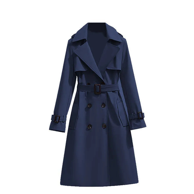 2025 Spring Autumn New Fashion Women's Korean Style Elegant Casual Mid-Length Trench Coat Long Sleeves Button Women's Overcoat