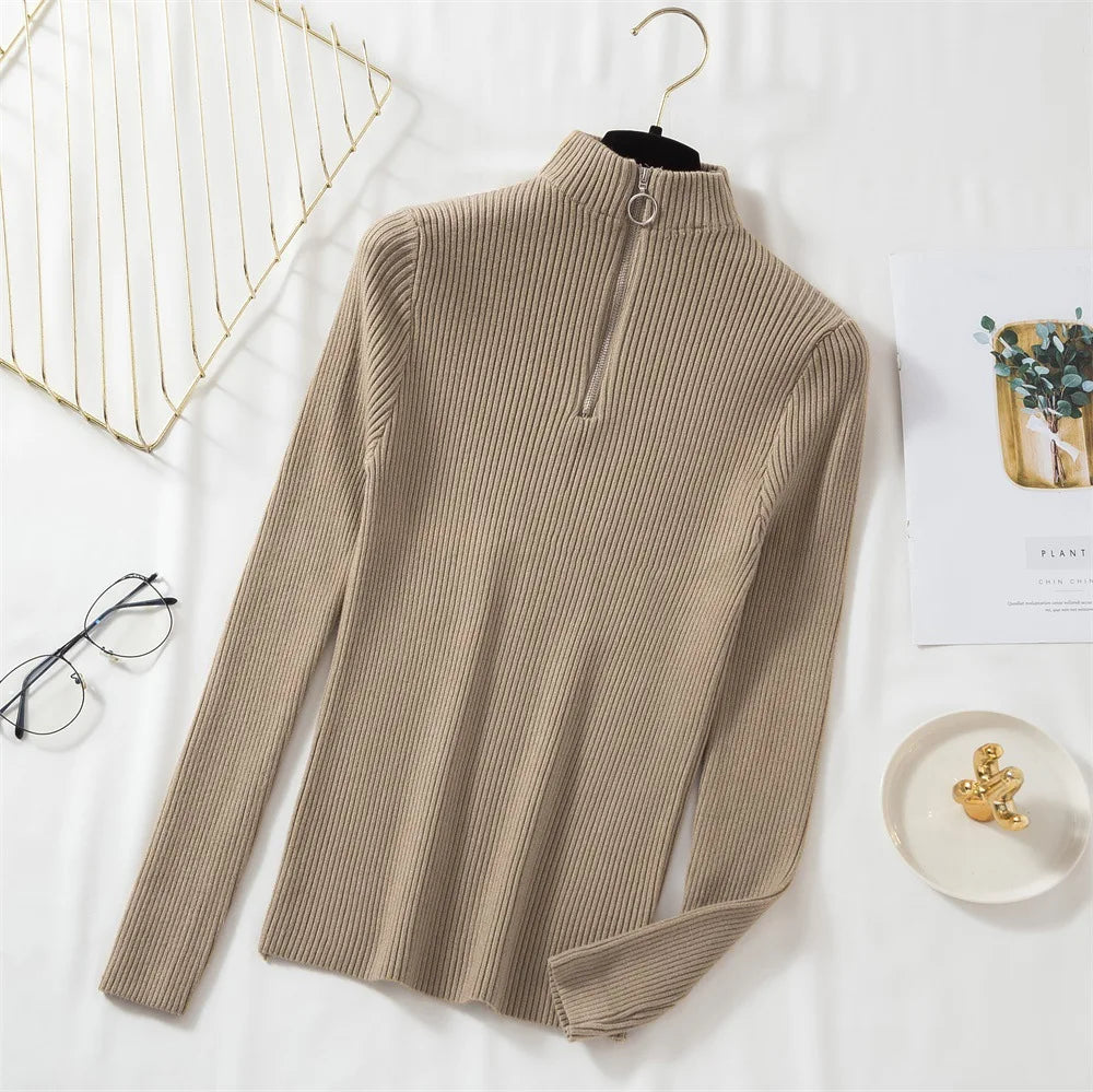 Hot Sale Long Sleeves Women Turtleneck Sweater Autumn Winter High Quality Warm Blouse Slim Women's Solid Color Knitwear Sweater