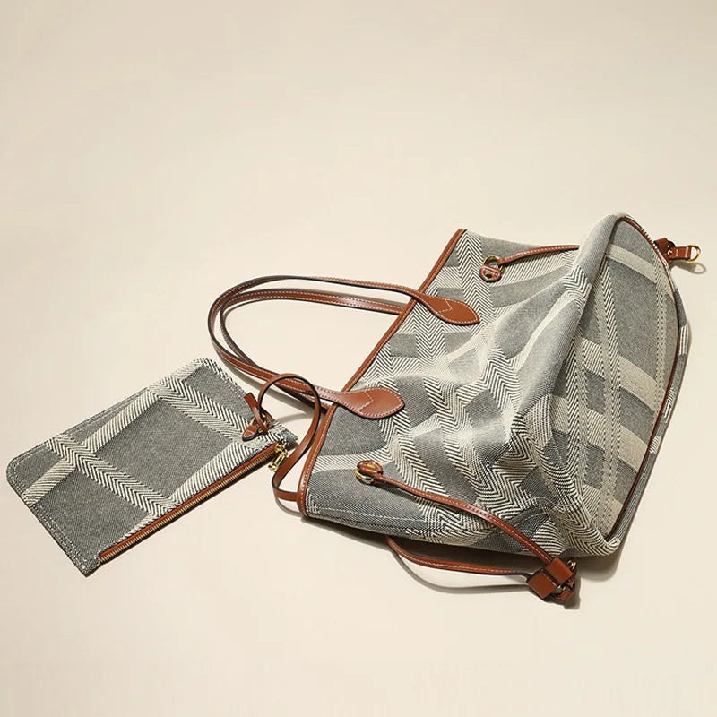2025 New Casual Fashion Canvas Tote Bag Large Capacity Women's Handbag New Simple Style Travel Bag Fitness Bag