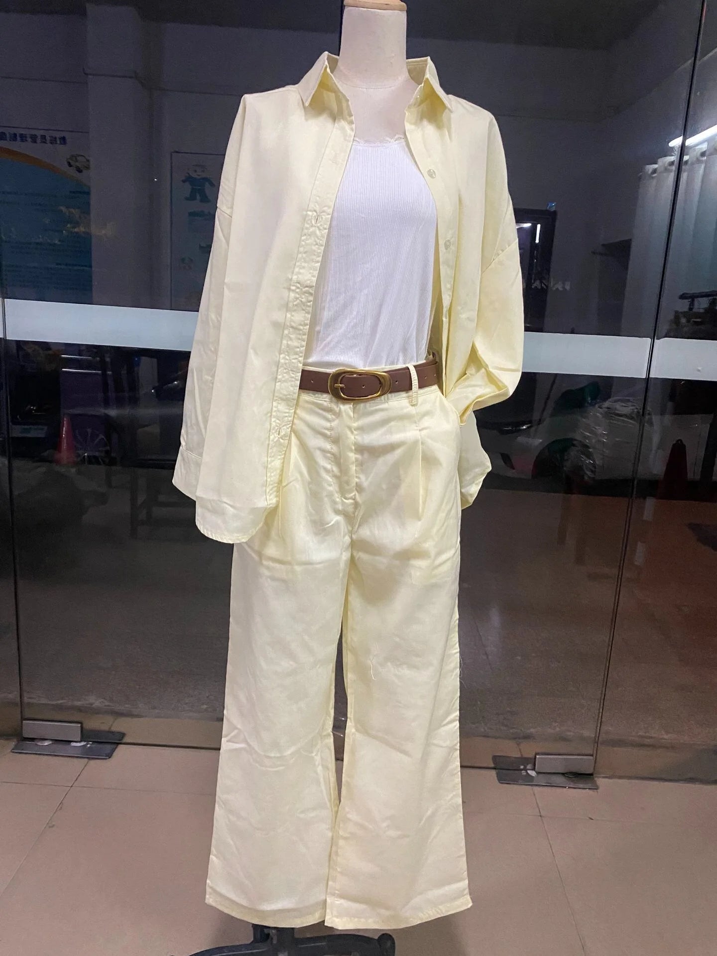 Women's Clothing 2025 New Fashion Cotton and Linen Solid Color Loose Long Sleeved Shirt Casual Suit Pants Two-piece Set