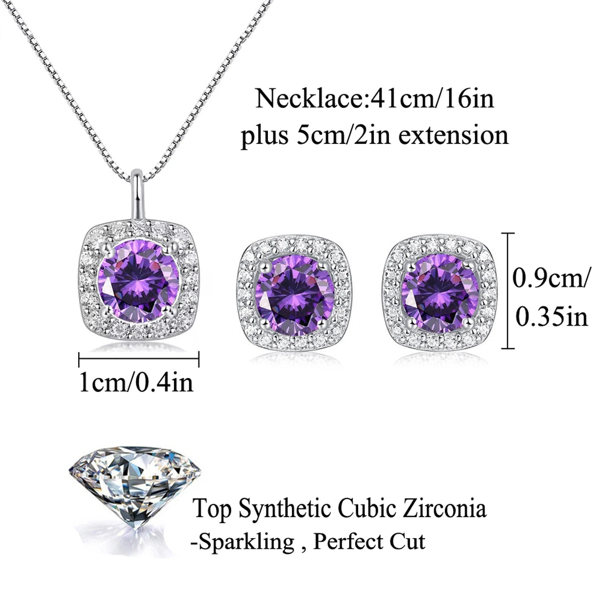 Trendy Purple Jewelry Set Silver 925