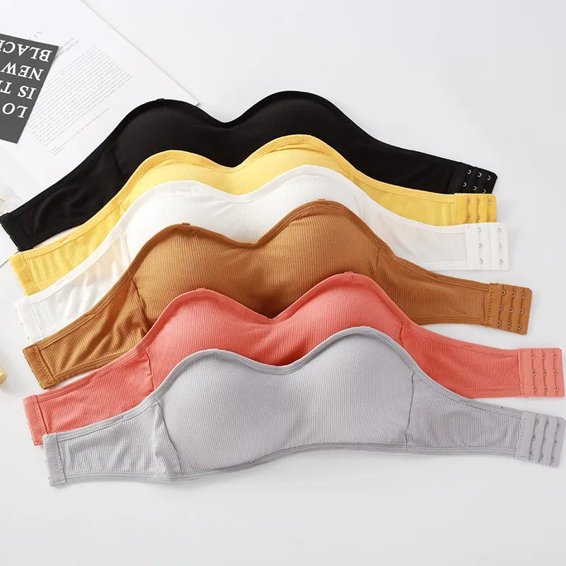 Strapless Tube Tops Women Crop Top Seamless Underwear Back Closure Sexy Lingerie Female Wrap Bra Chest Padded Bandeau Top