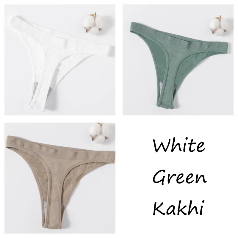 3Pcs/Set Seamless G-string Women Panties Sexy Thongs High Waist Underwear Female Underpants Sports Solid Bottom Sexy Lingerie