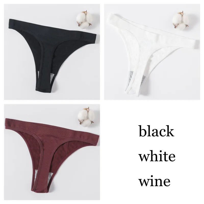 3Pcs/Set Sexy G-strings Women Brazilian Panties High Rise Female Underpants Sexy Lingerie Seamless Sports Thongs Underwear