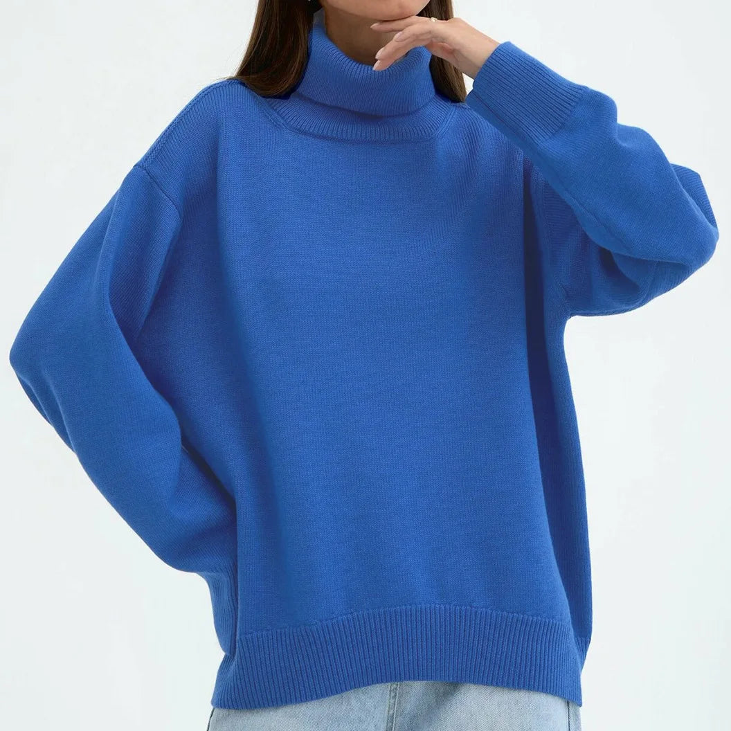 2025 Hot Selling Europe and the United Style New Solid Color Turtleneck Sweater Autumn and Winter Loose Sweater Top Women